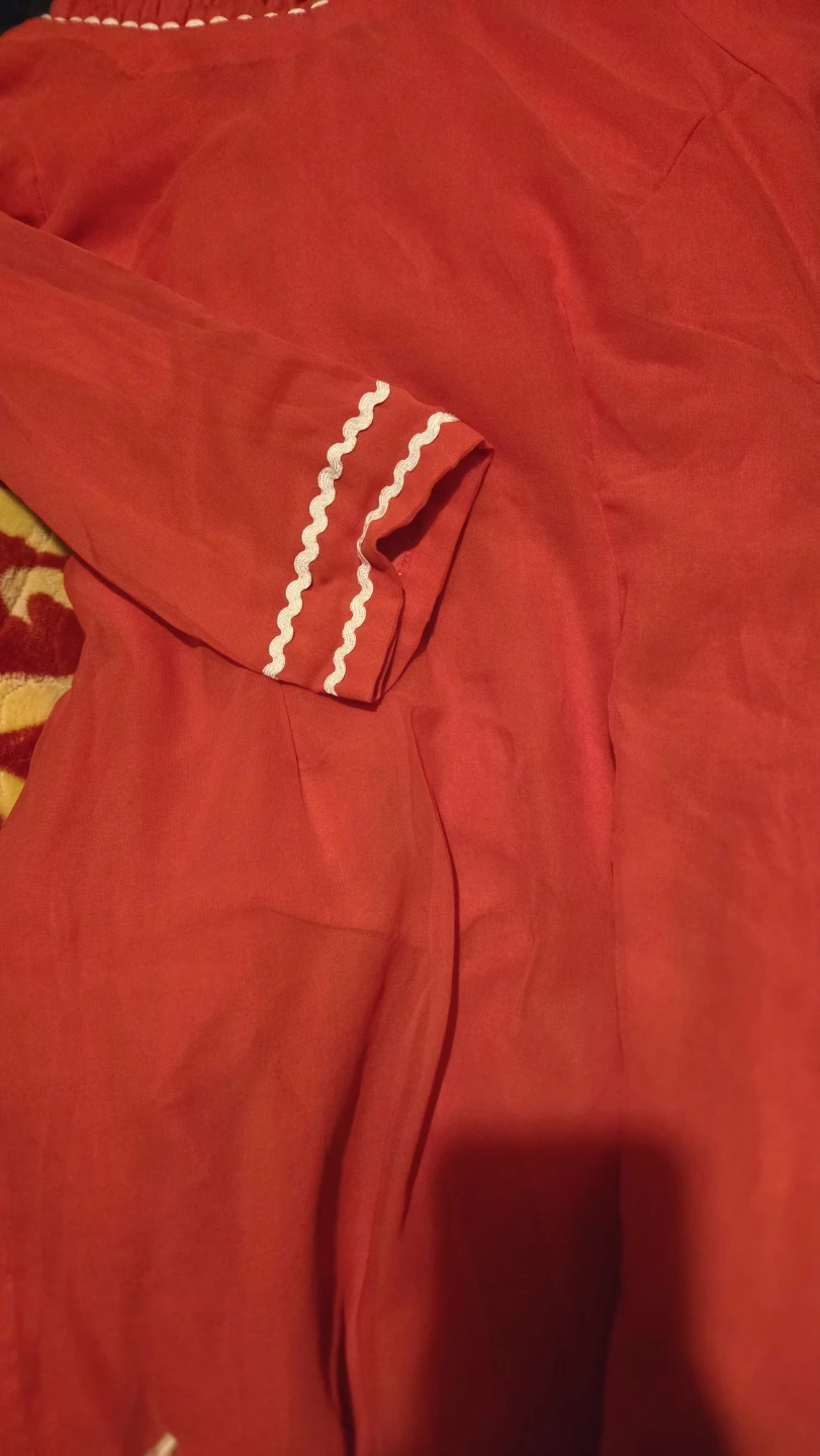 Red Embroidered Long Sleeve Dress - photo 3