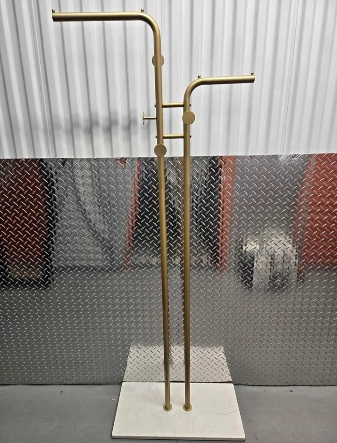 Luxury Gold Double Rod Coat Rack with Marble Base