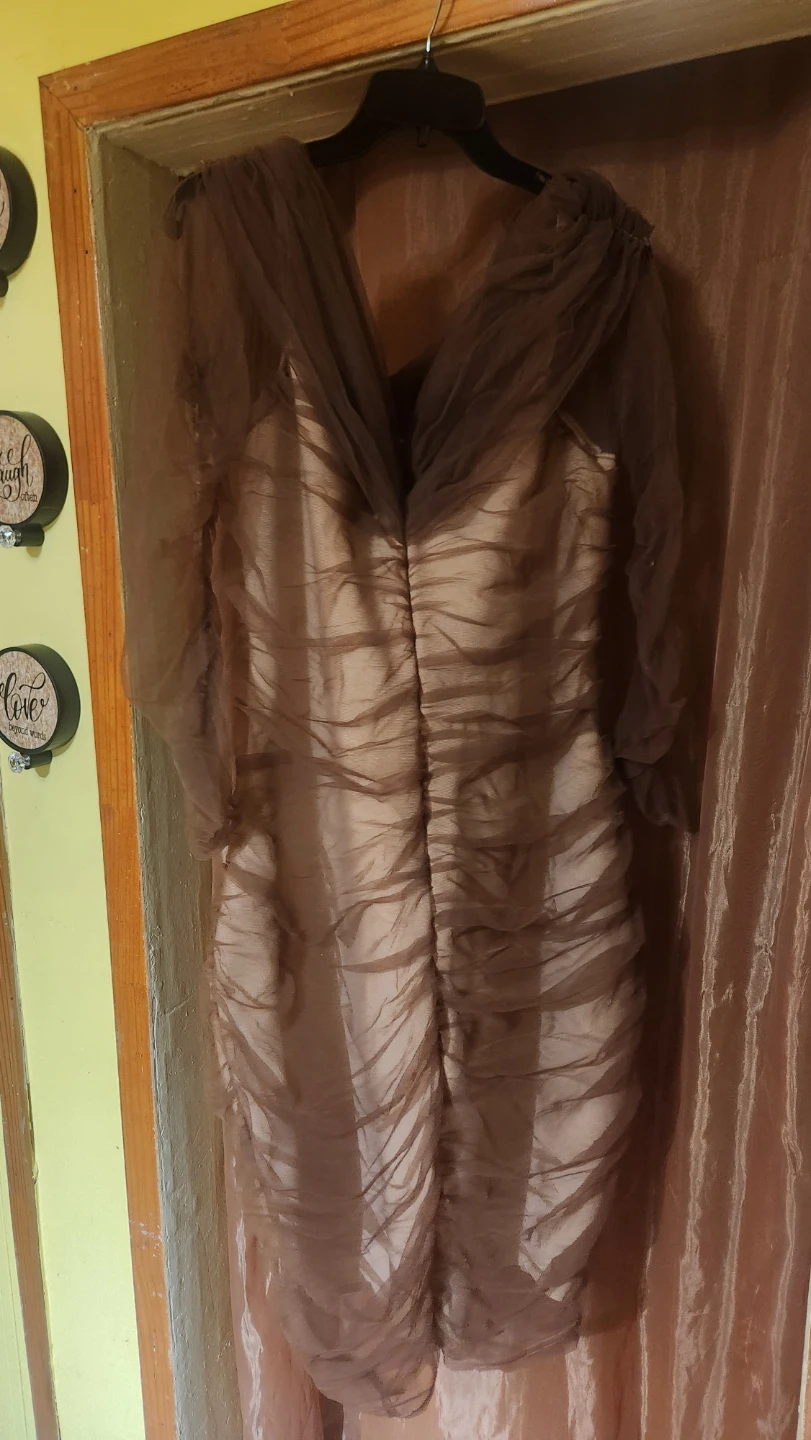 Ruched Overlay Dress Brown Size 1X - photo 2