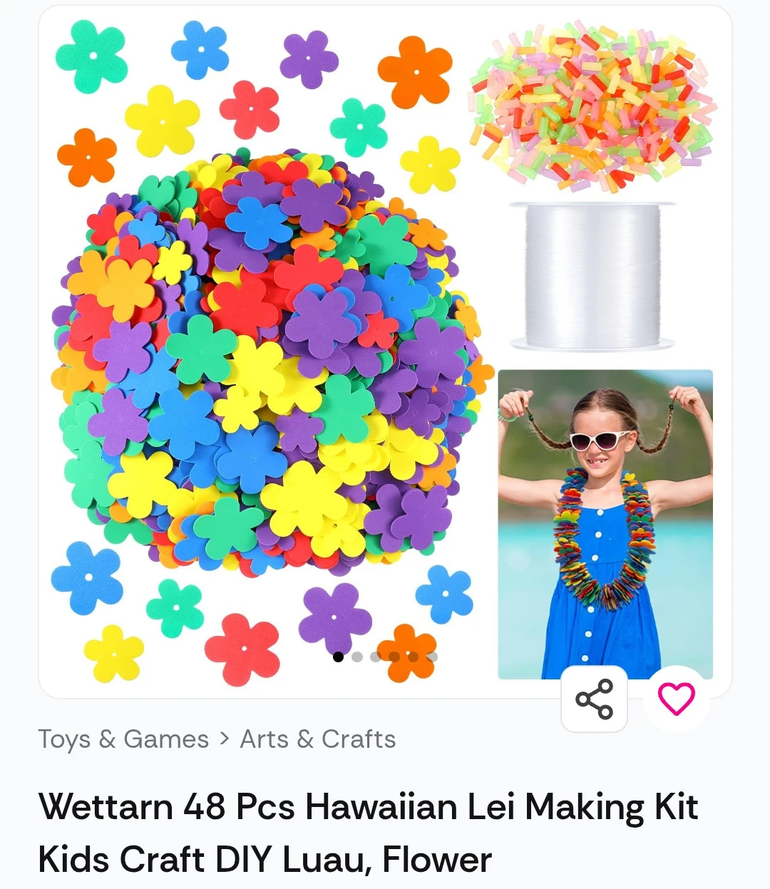 Wettarn 48 Pcs Hawaiian Lei Making Kit Kids Craft DIY Luau