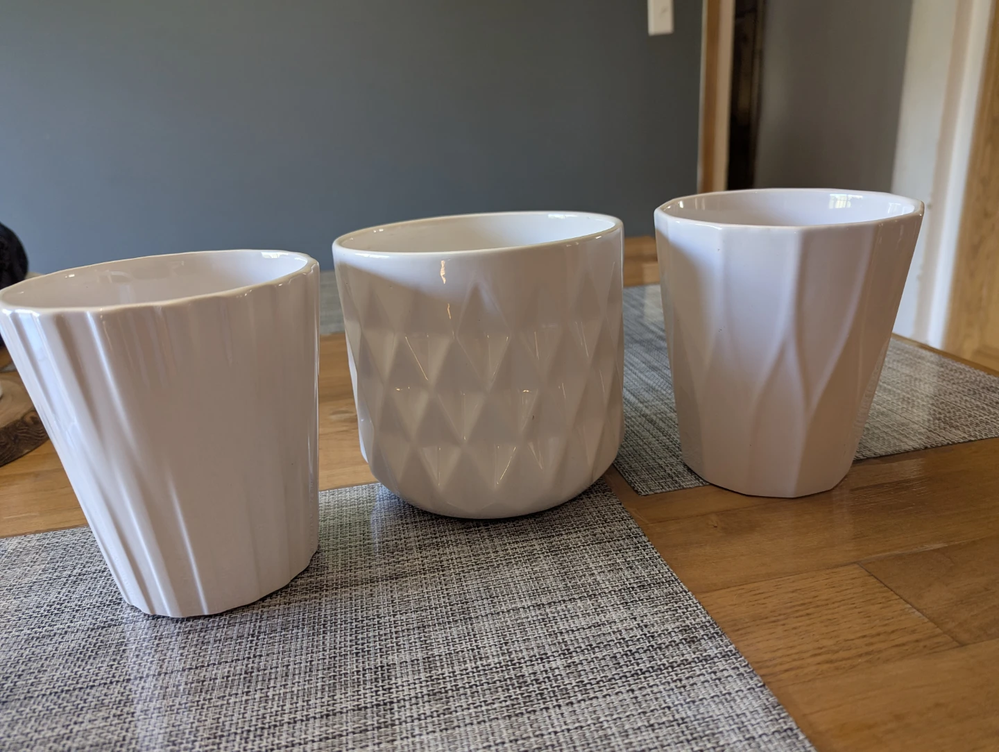 3 White Ceramic Plant Pots