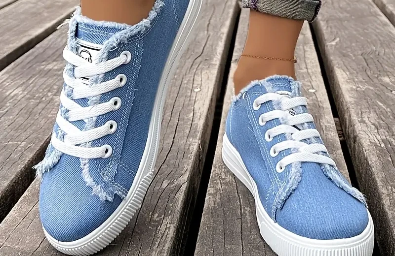 The Topping Frayed Denim Sneakers size 6