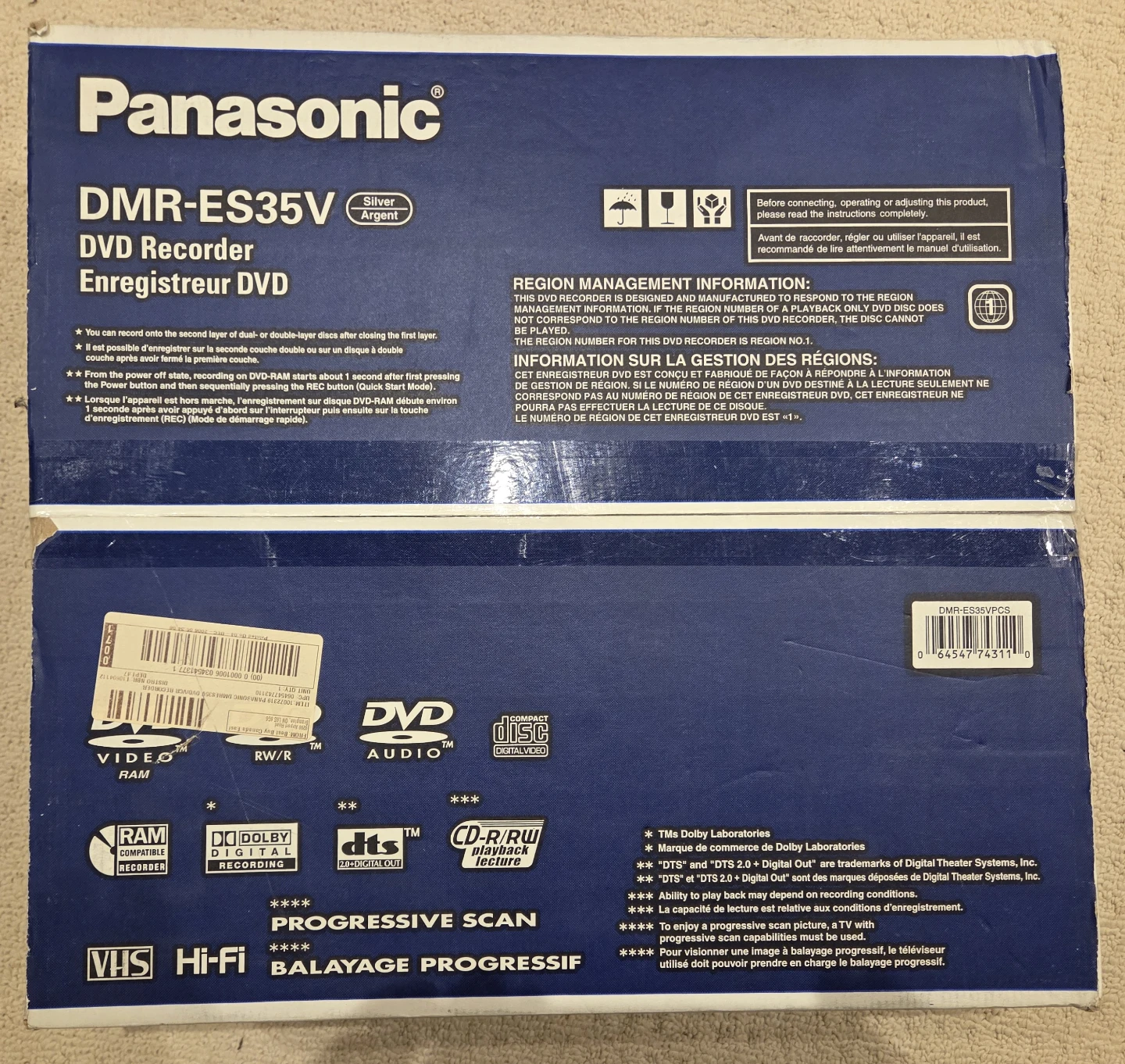 Panasonic DMR-ES35V DVD Recorder and VHS Player