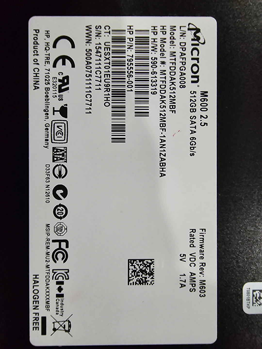 Micron M600 512GB SATA 2.5 inch SSD