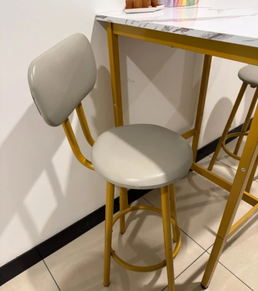 Marble-Look Pub Table with Two Bar Stools - photo 4