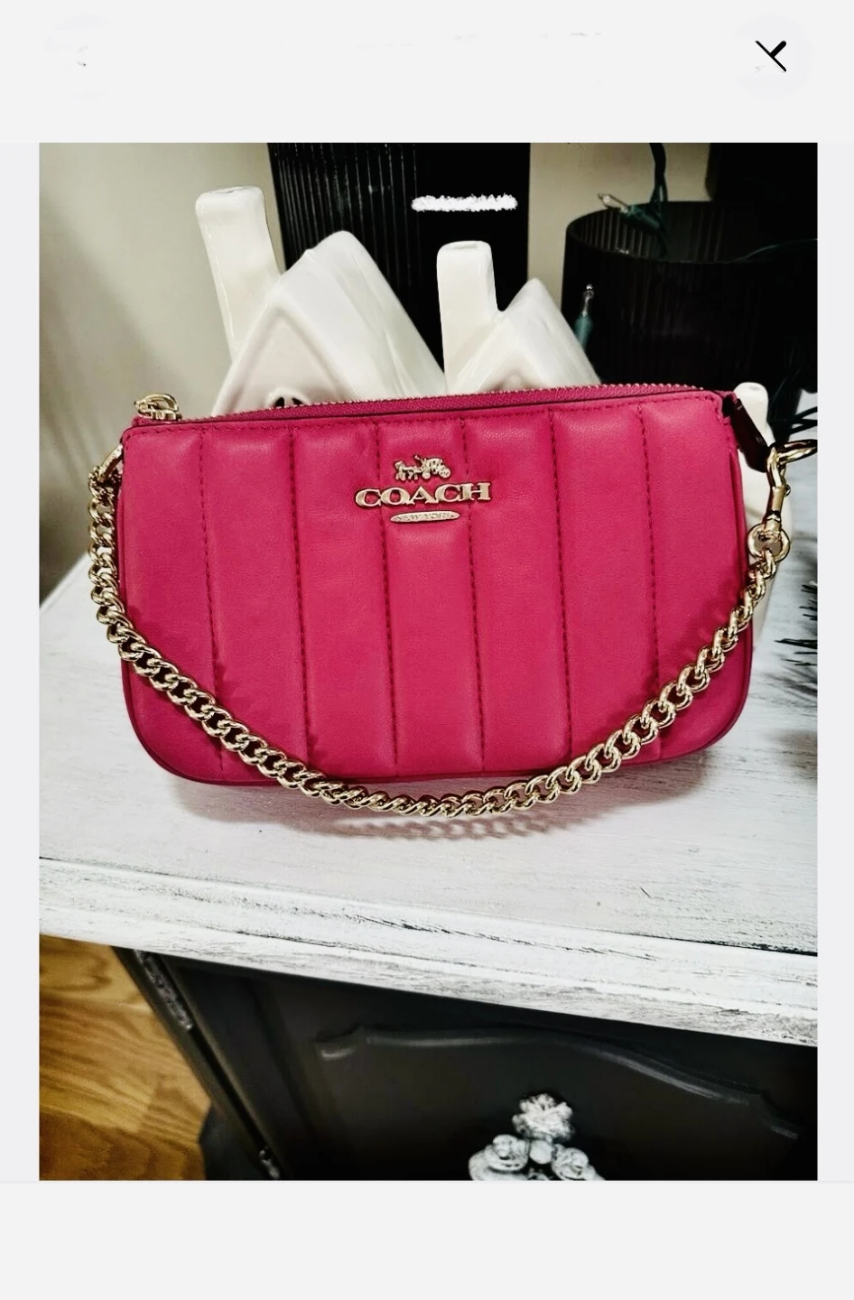 Coach Quilted Nappa Leather Chain Wristlet - Bold Pink - photo 4