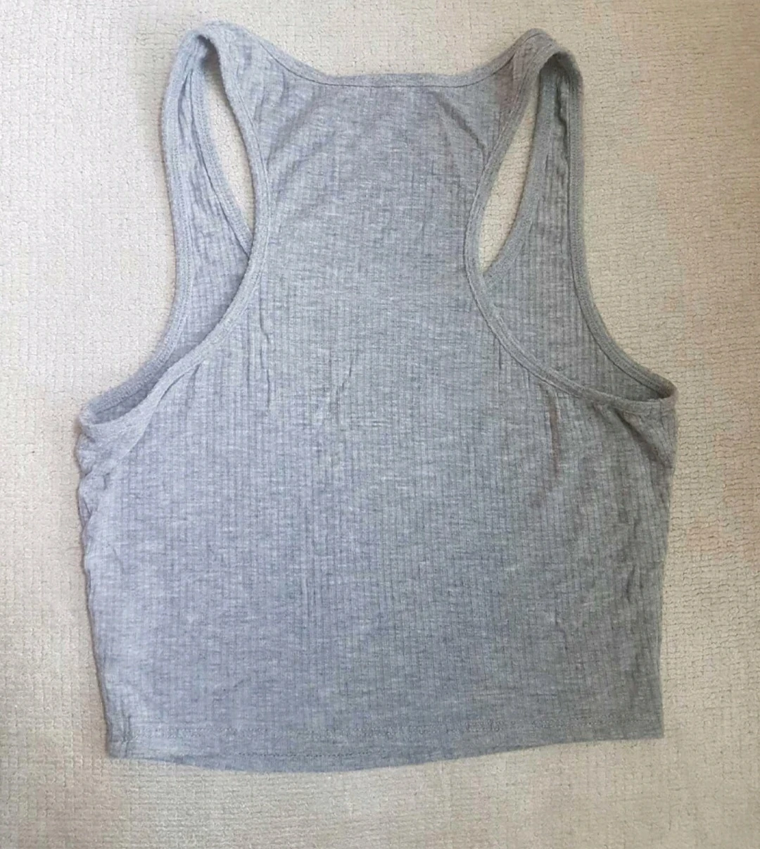 Womens Grey Cropped Racerback Tank Top - photo 2