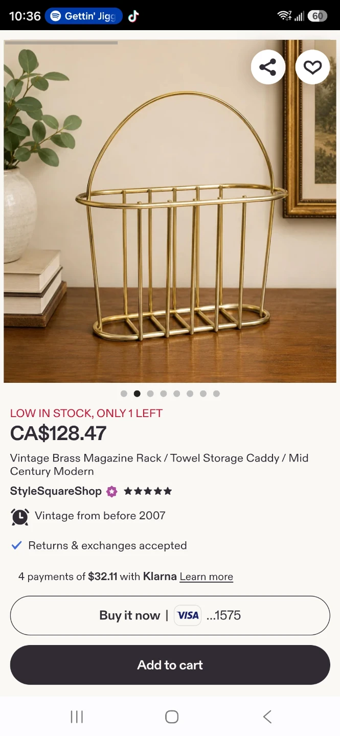 Vintage Brass Magazine Rack - photo 2