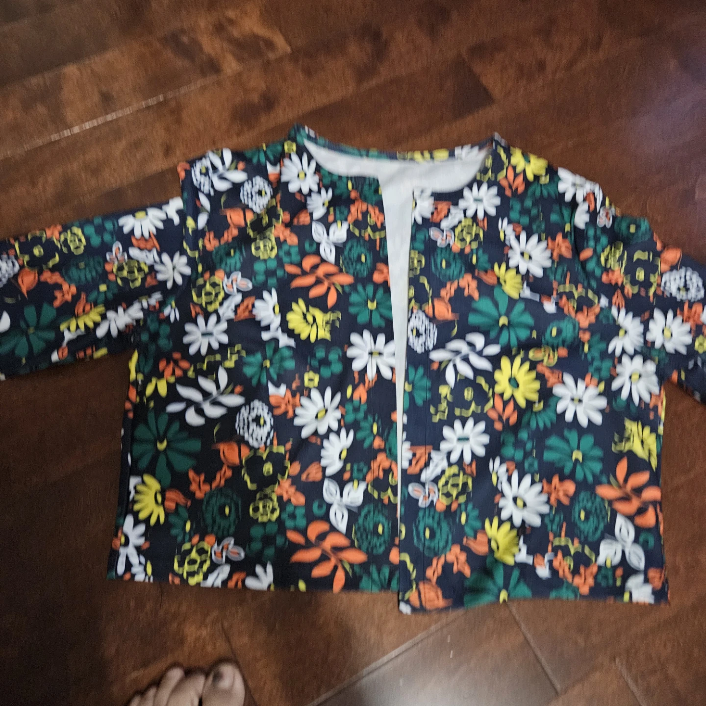 New Floral Print Open Front Jacket size large