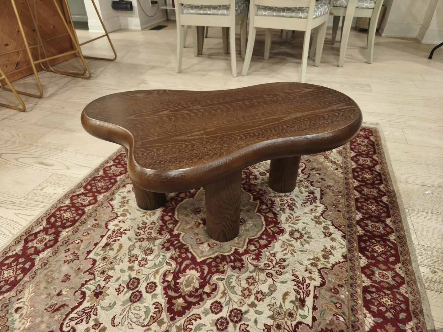 Dark wood organic shape coffee table