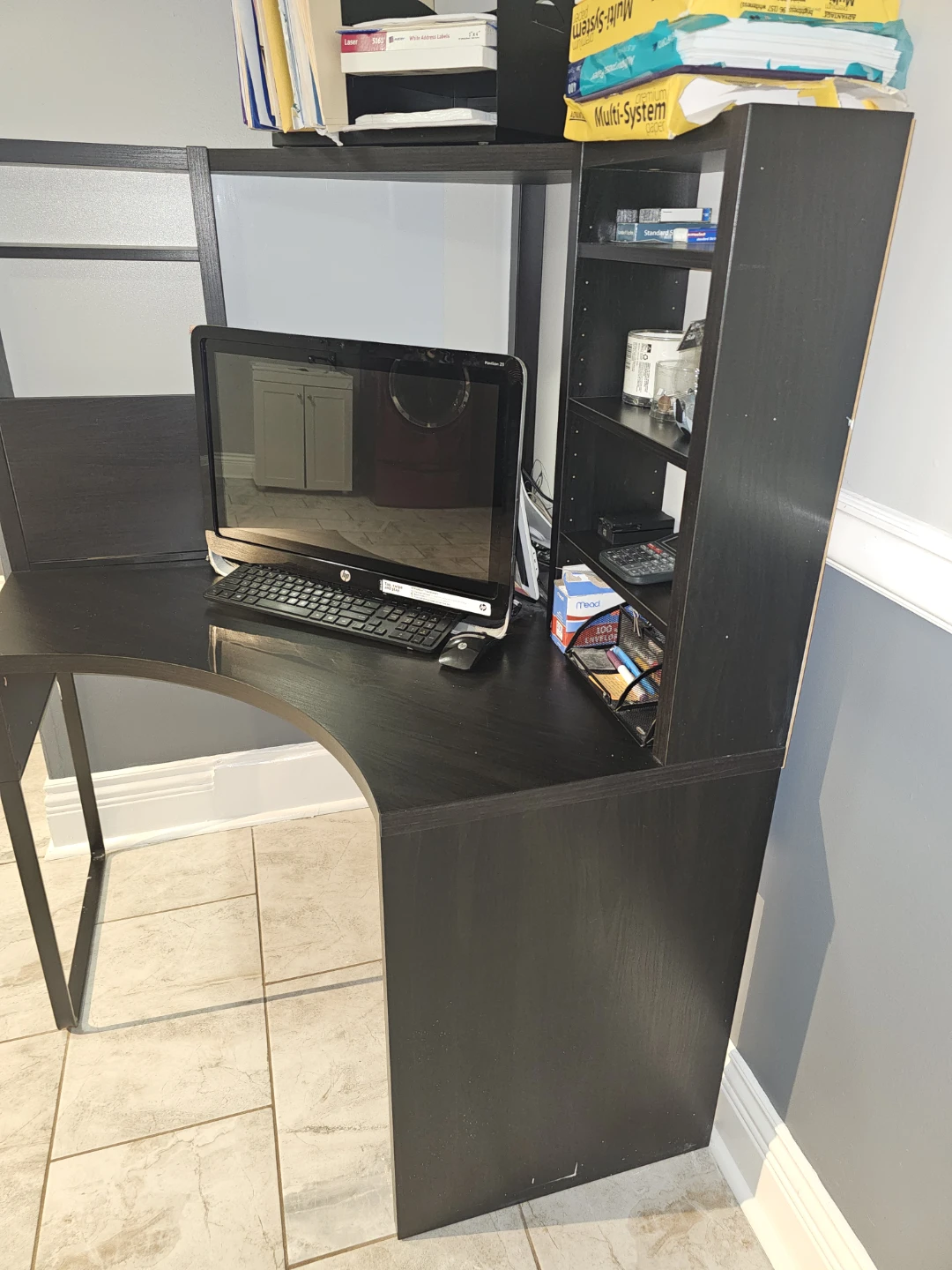 Black Corner Desk with Shelving - photo 2