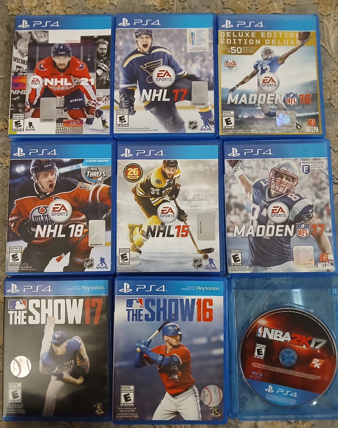 Lot of 9 PlayStation 4 Sports Games