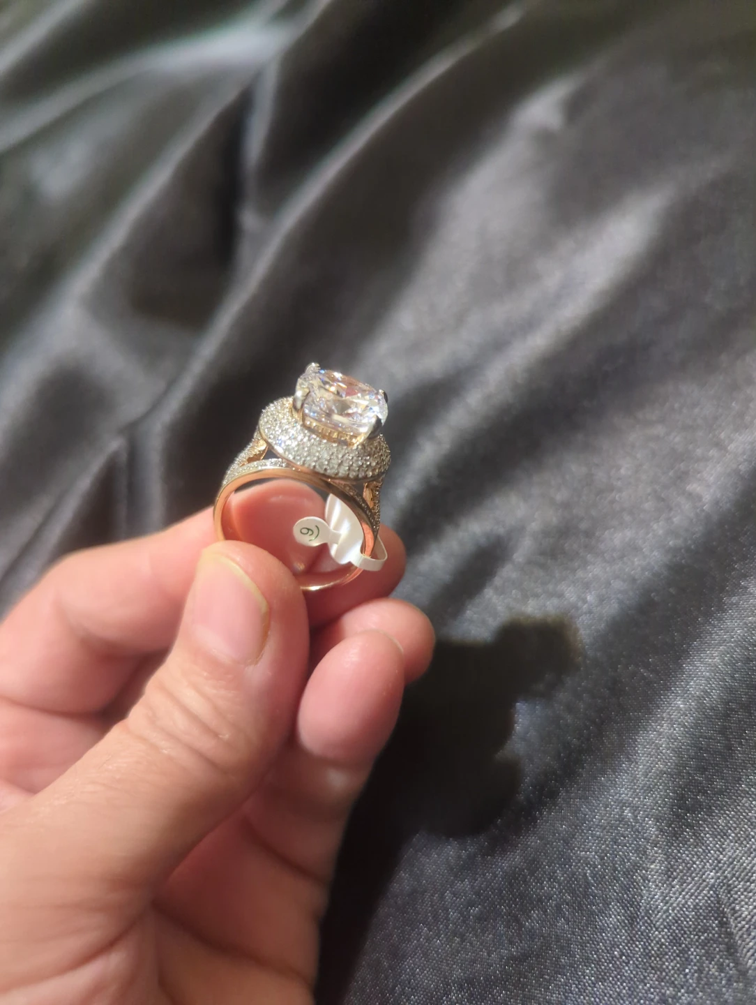 Gold Tone Halo Ring Size 8 and 9 - photo 2