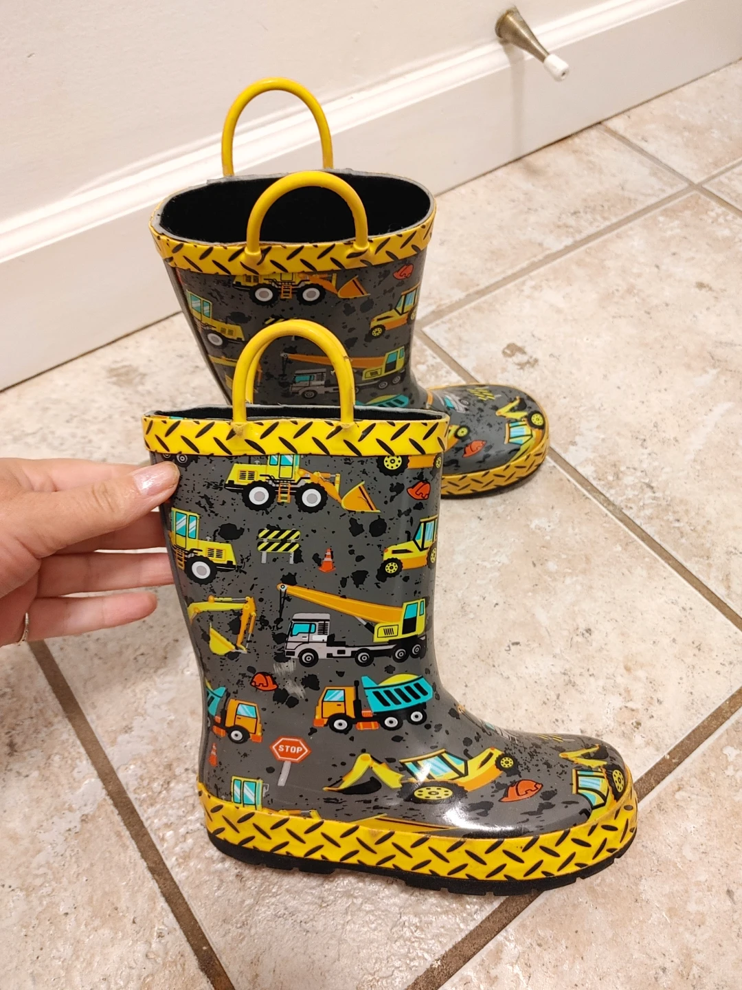 George Kids Construction Rain Boots Size 11