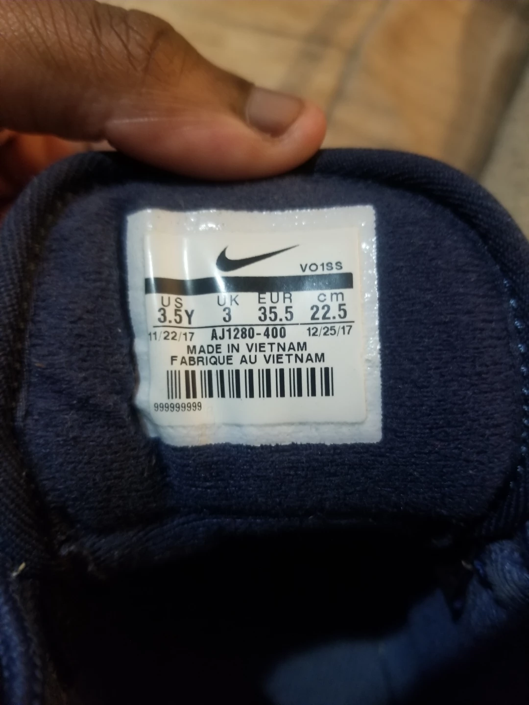 Nike Air Force High-Top Sneakers Navy Youth Size 3.5Y - photo 5
