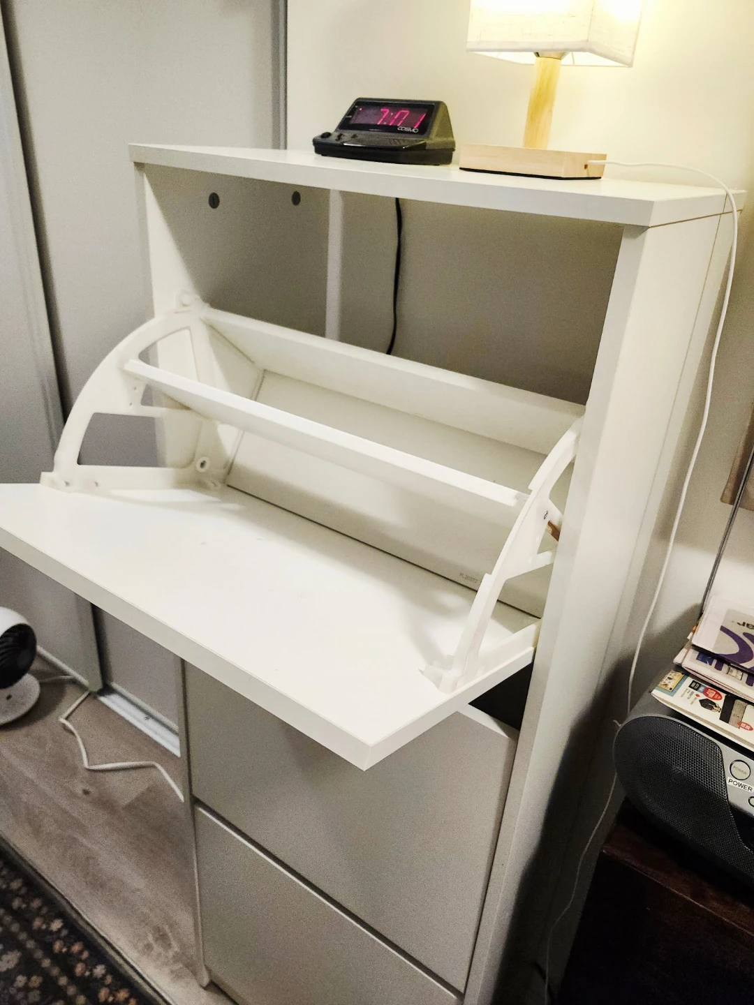Slim White Shoe Cabinet with 3 Compartments - photo 3