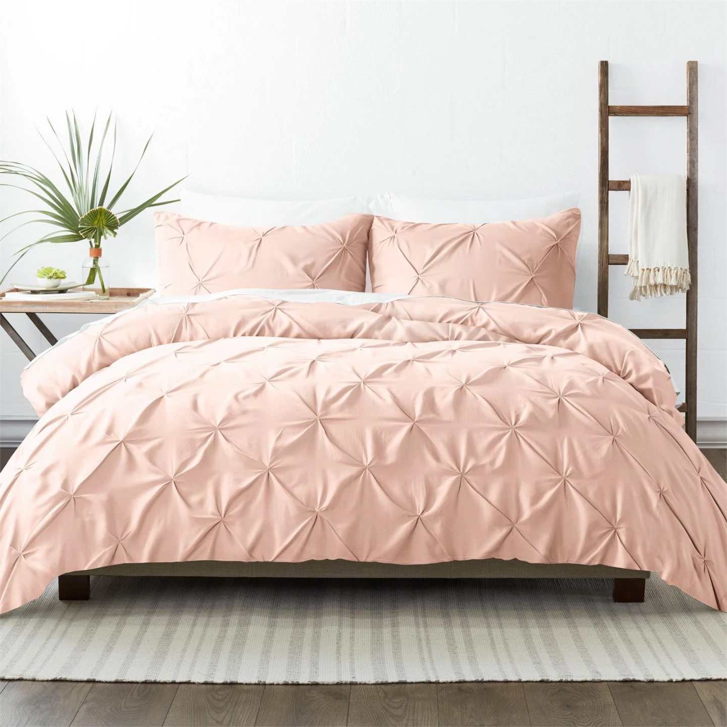 Blush Pink Pintuck Comforter Set