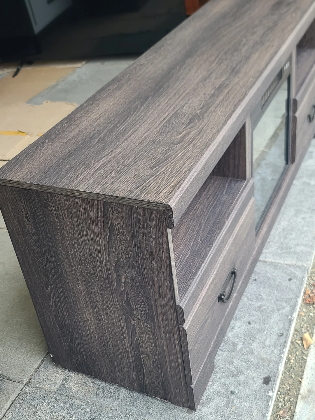 Rustic TV Stand with Electric Fireplace & Storage - photo 4