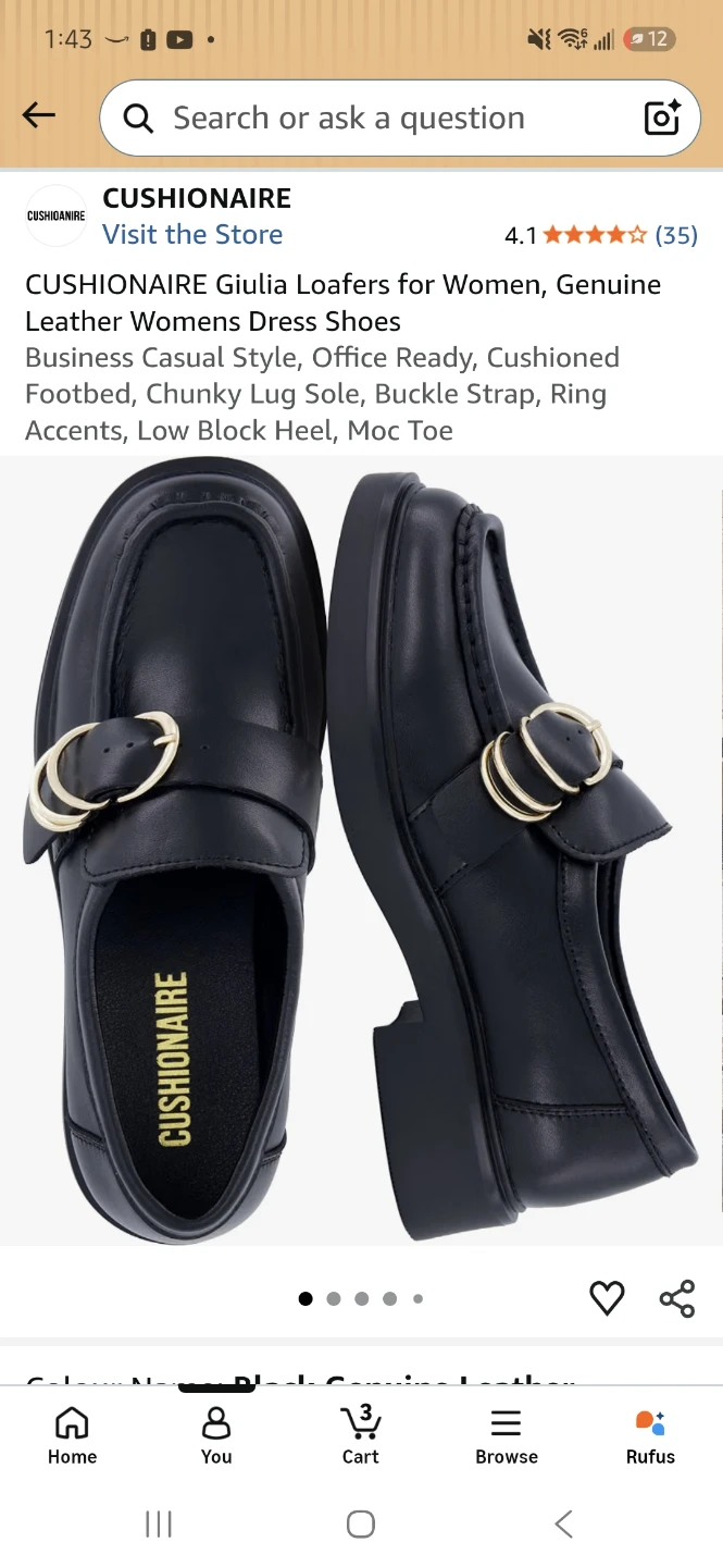 NEW-Cushionaire Giulia Loafers - Black - Size 8 Wide