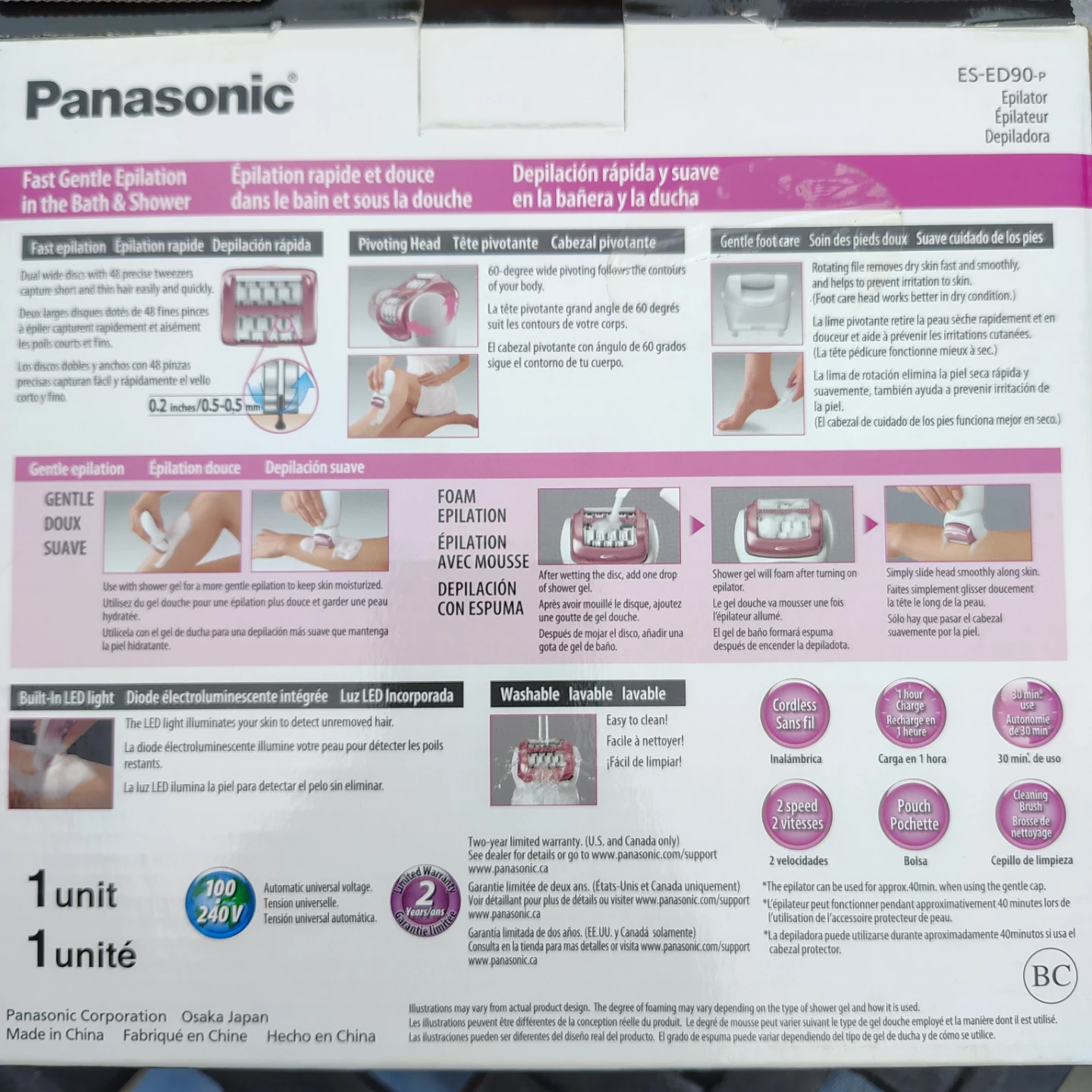 Panasonic 6-in-1 Wet/Dry Epilator ES-ED90-P - photo 3