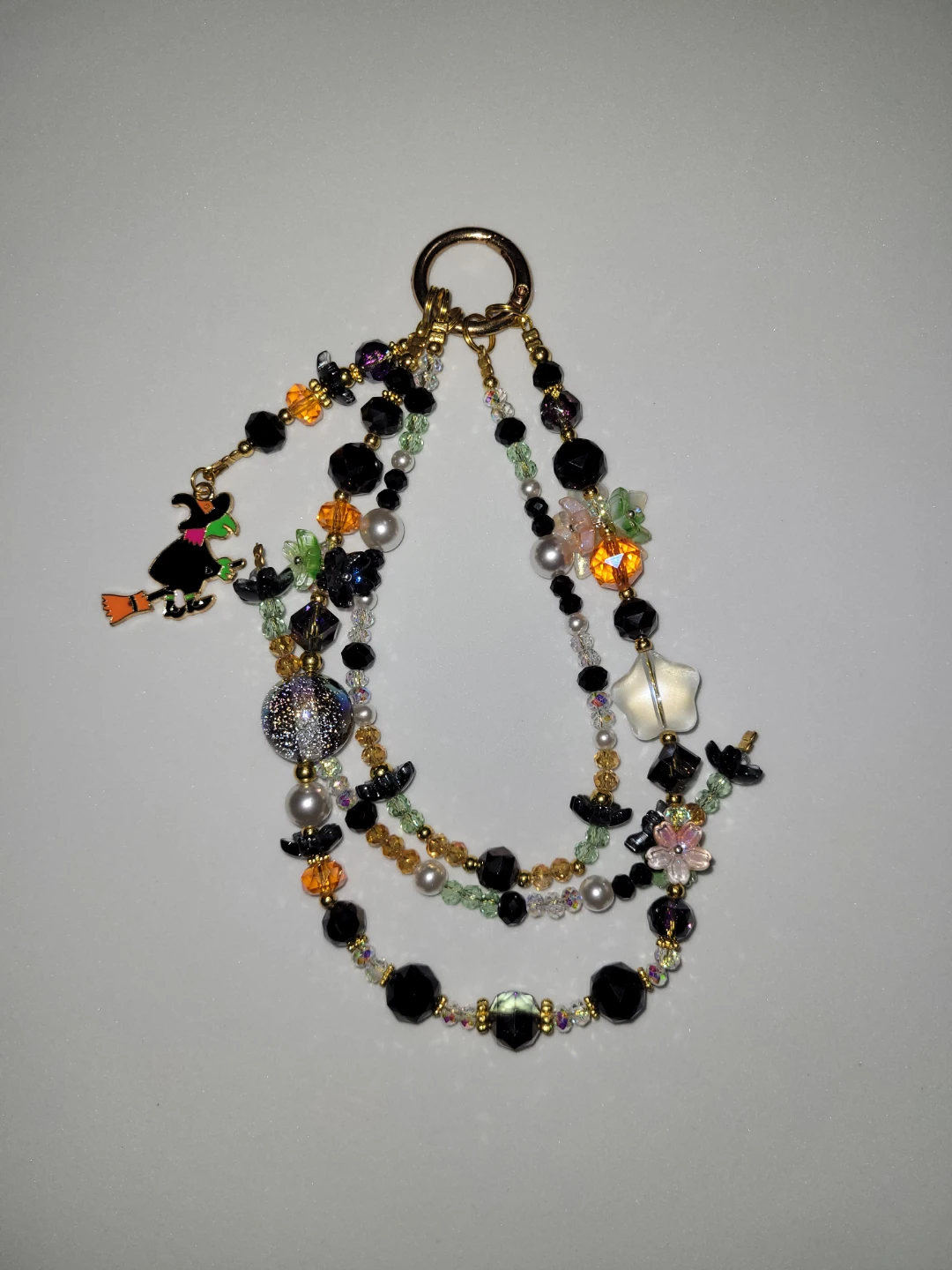 Halloween witch theme beaded bag charm