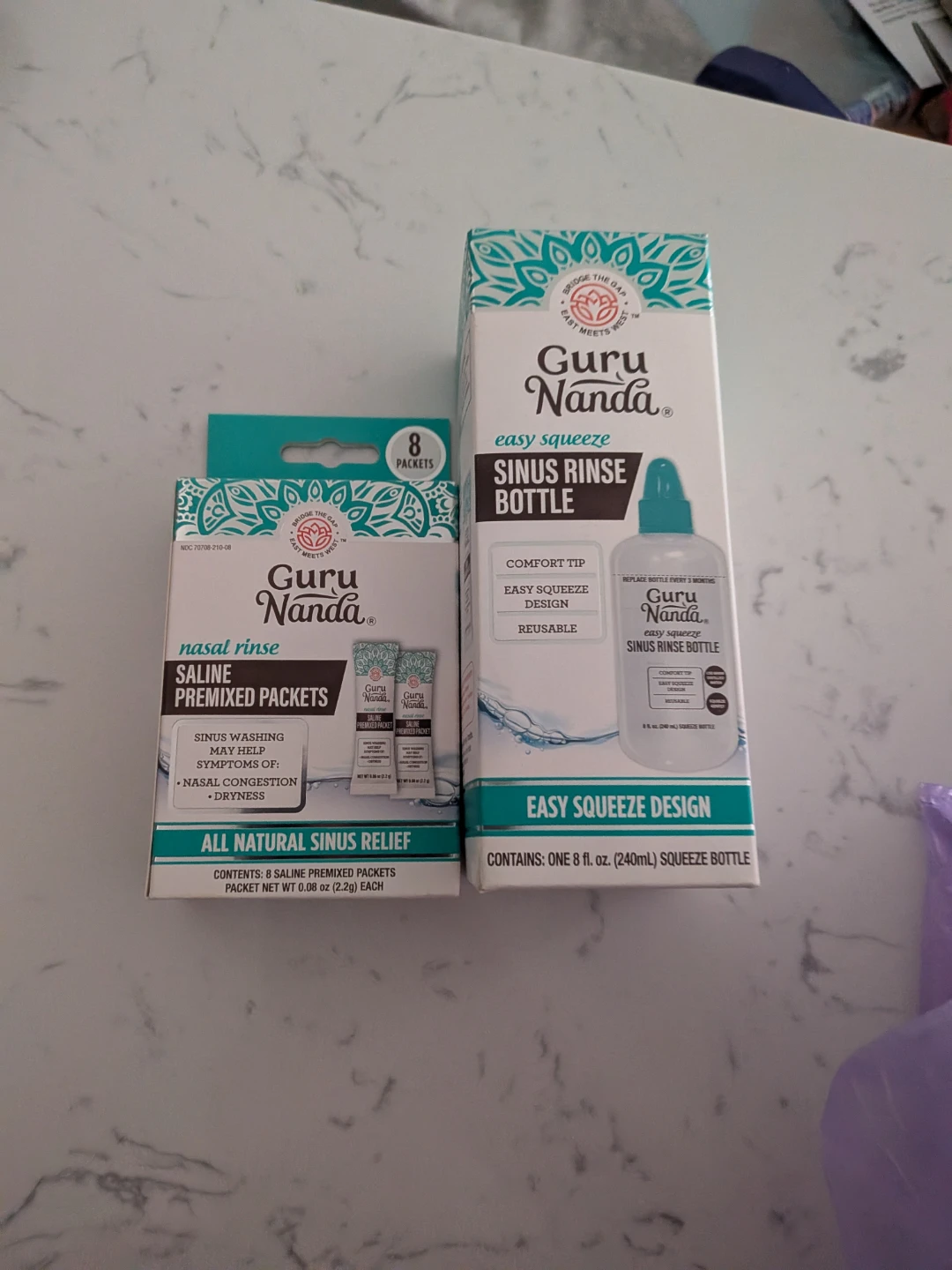 Guru Nanda Sinus Rinse Bottle and 8 Saline Packets
