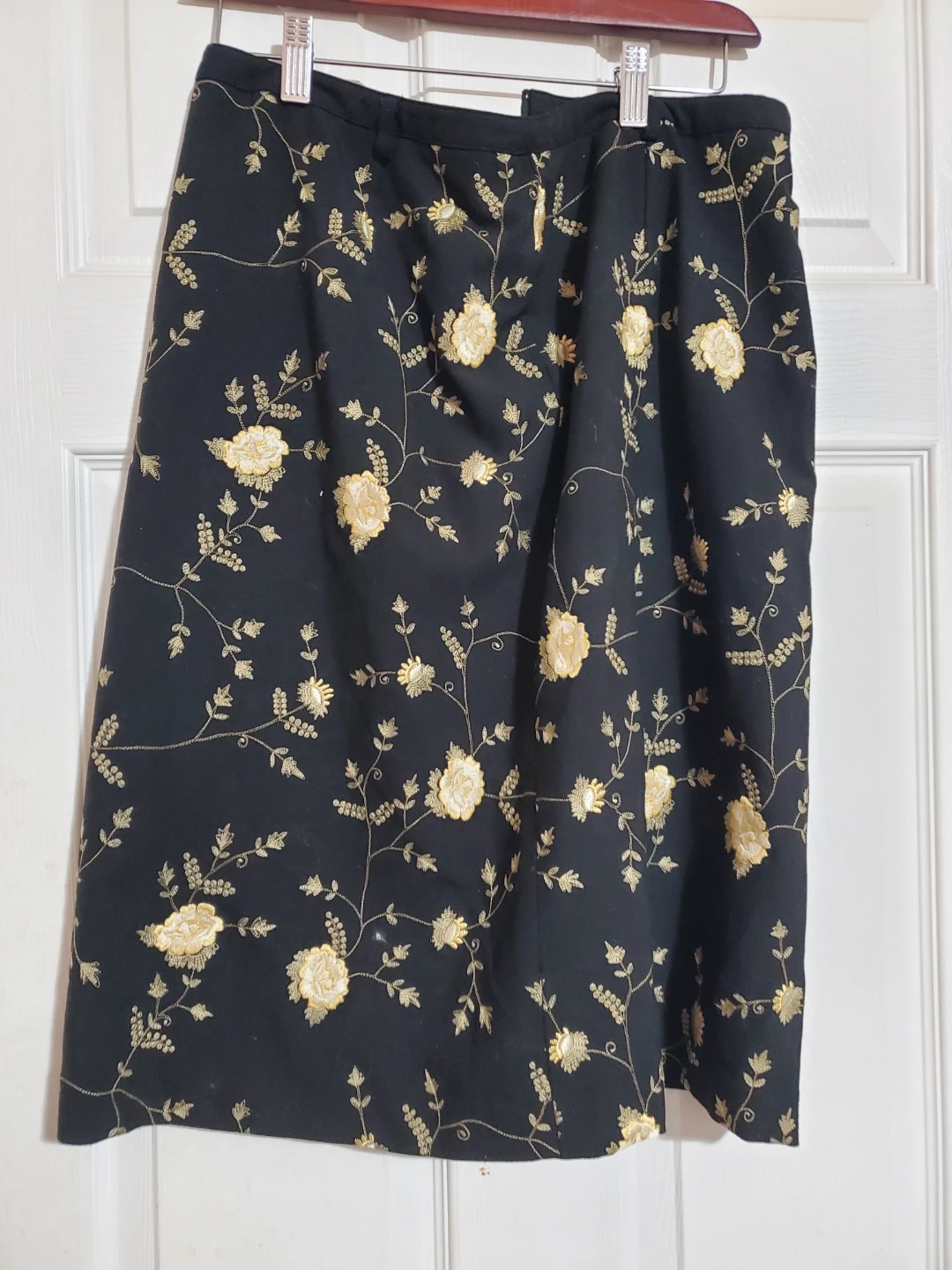 Black and Gold Floral Embroidered Skirt