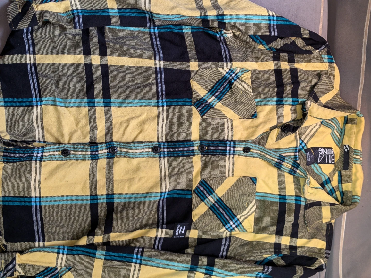 Billabong Plaid Long Sleeve Flannel Shirt
