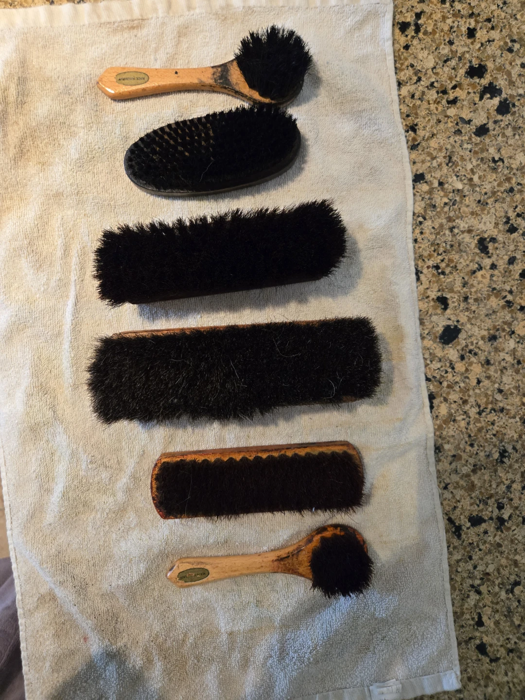 Wooden Shoe Shine Brush Set - Lot of 6 (Horsehair) - photo 2