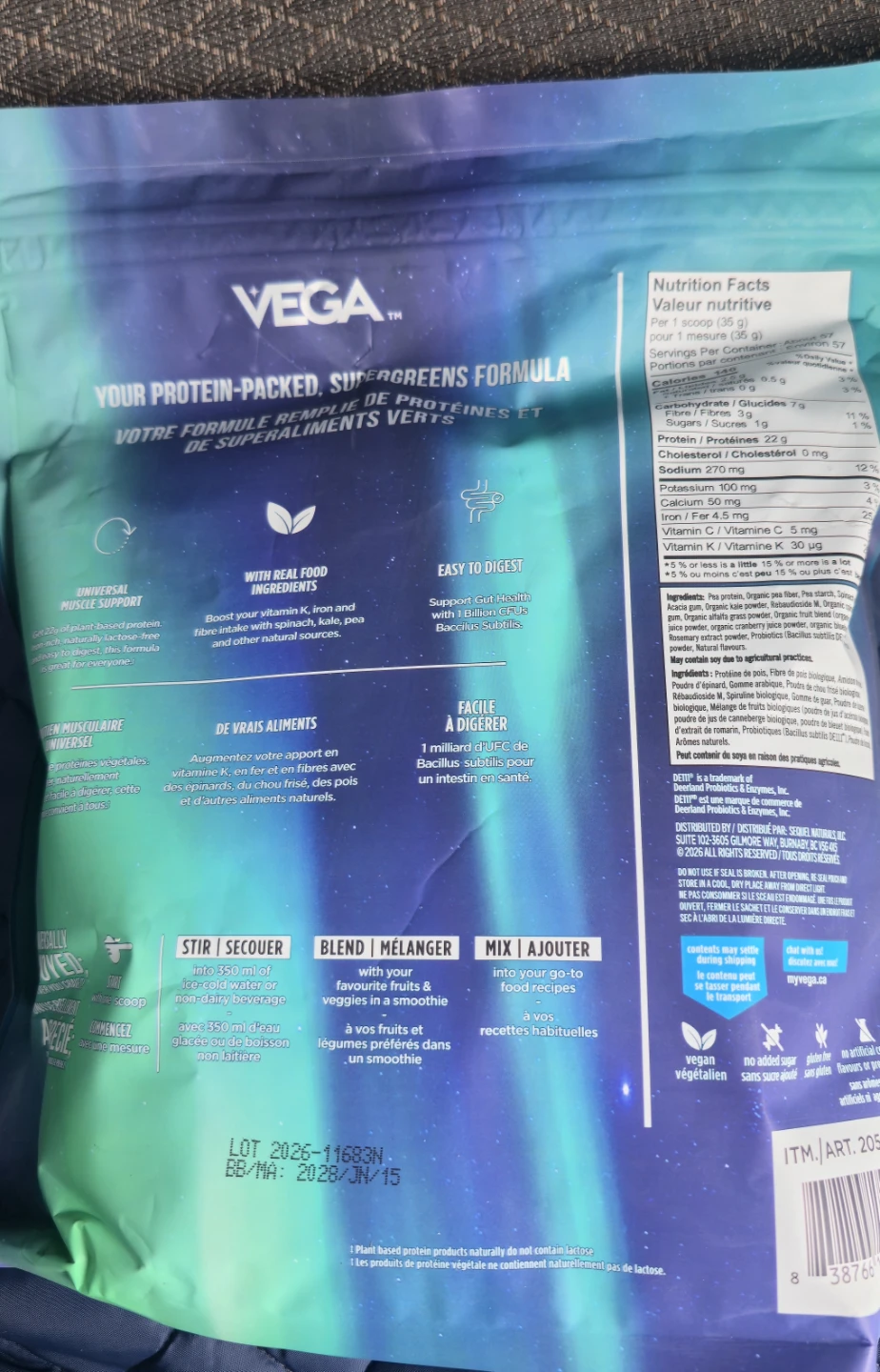 Vega Protein and Supergreens Vanilla Plant-Based Protein - photo 4