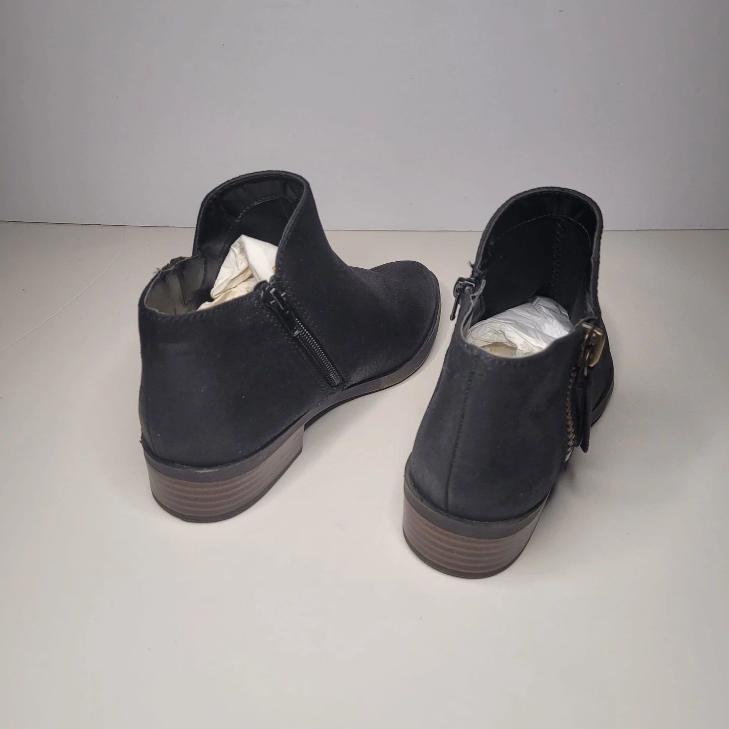 Black Faux Suede Ankle Boots Size 6.5 - photo 5