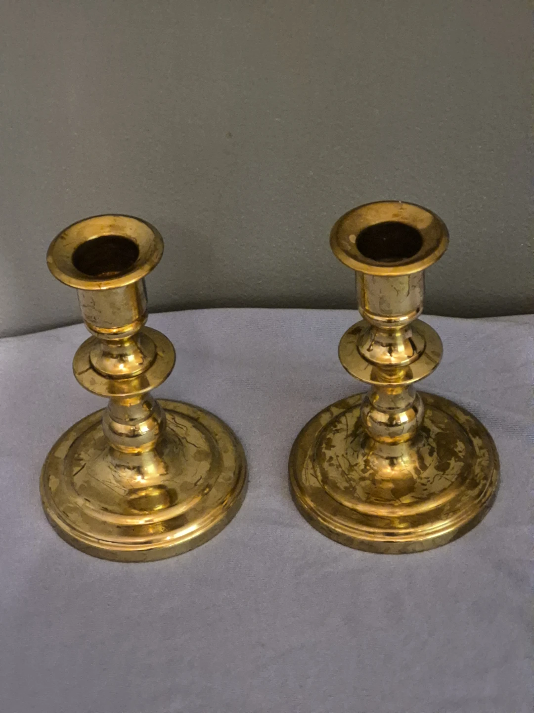 Set of Two Vintage Brass Candlesticks