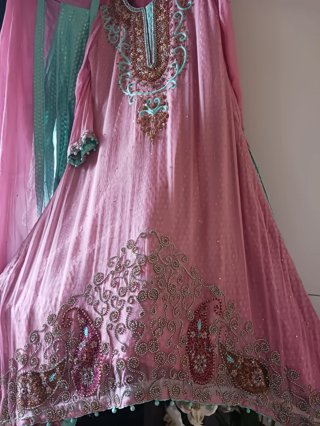 3piece suit heavy embroidery wedding party dress