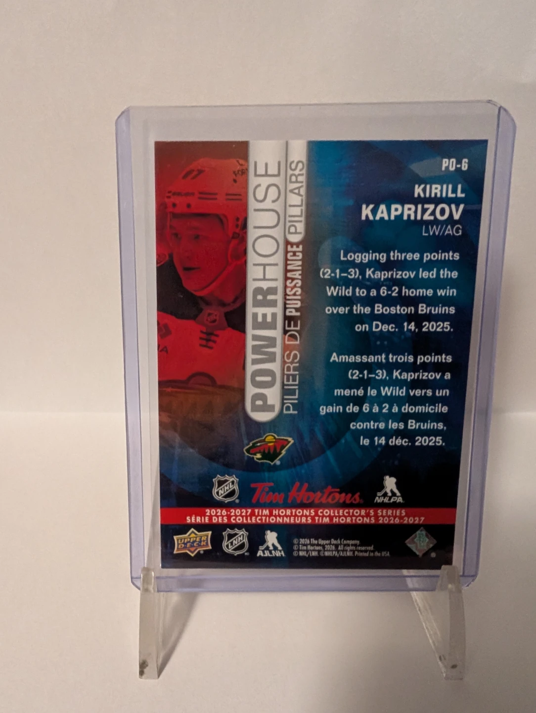 Kirill Kaprizov Powerhouse Upper Deck Hockey Card - photo 3
