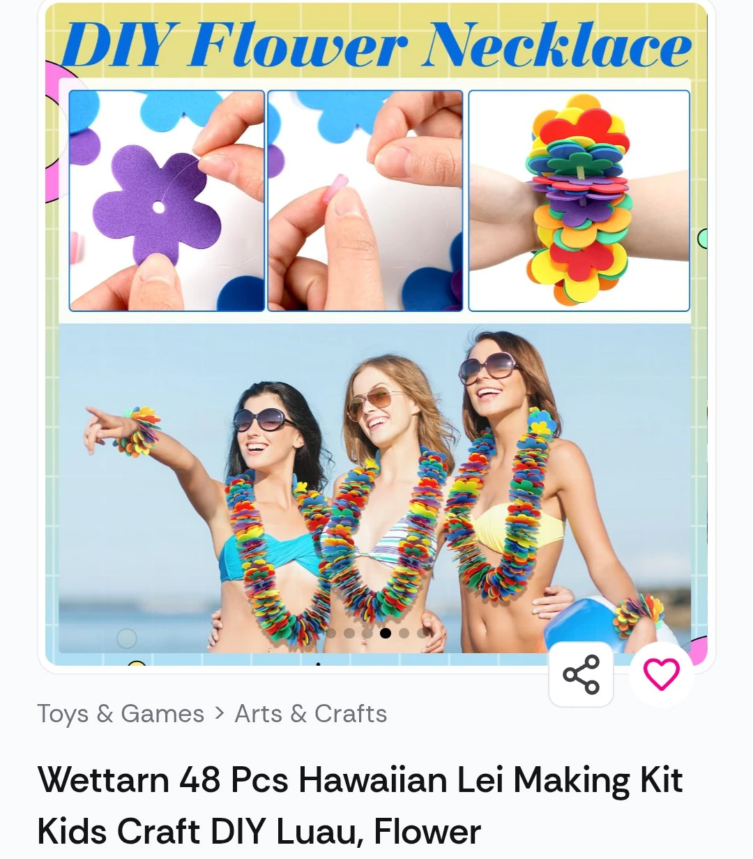Wettarn 48 Pcs Hawaiian Lei Making Kit Kids Craft DIY Luau - photo 3