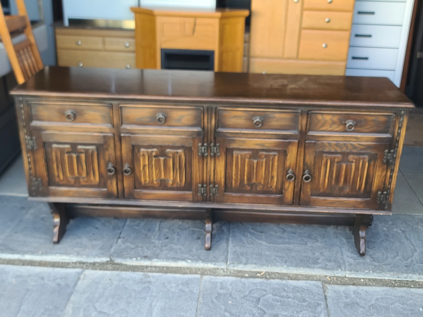 Vintage Jaycee Furniture English Oak Sideboard Buffet