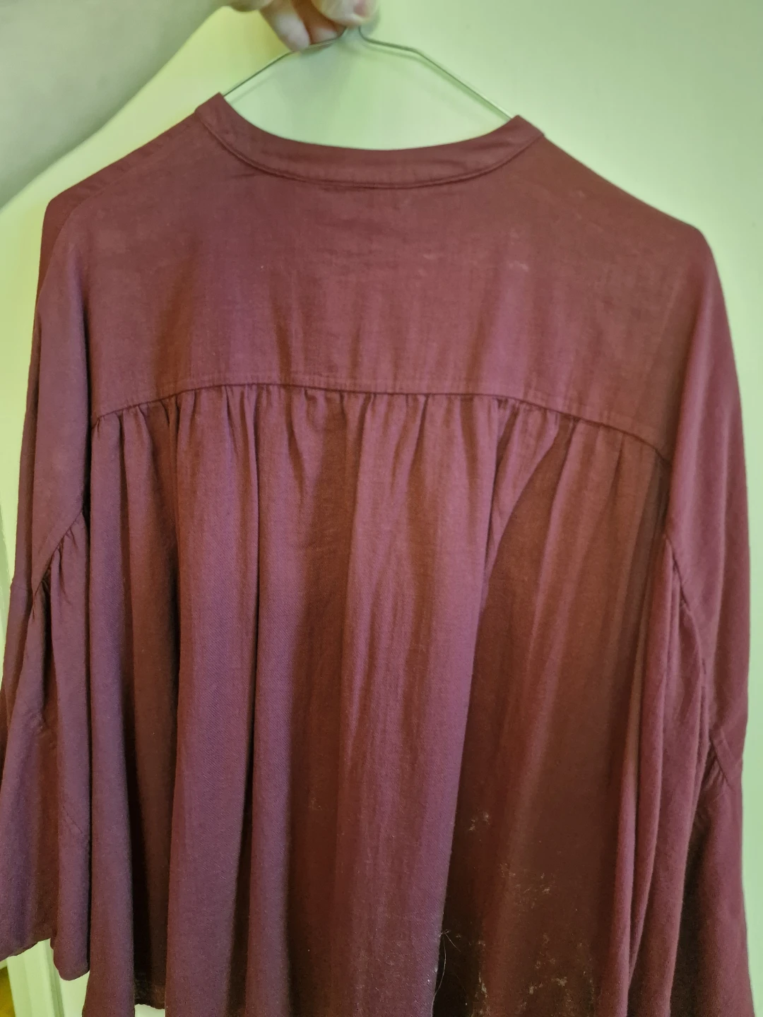 Burgundy Loose-Fit Button-Up Shirt - photo 3