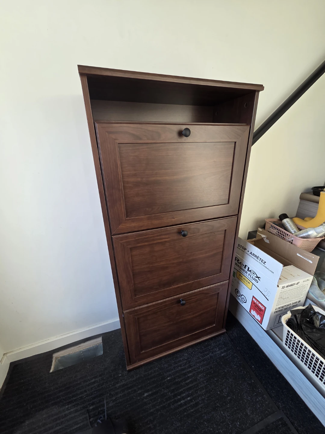 Dark Wood Shoe Cabinet for wall