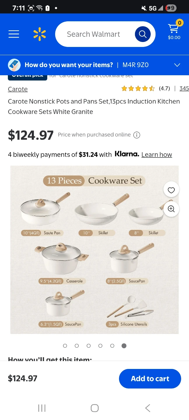 Carote 13-Piece Nonstick Cookware Set - White Granite