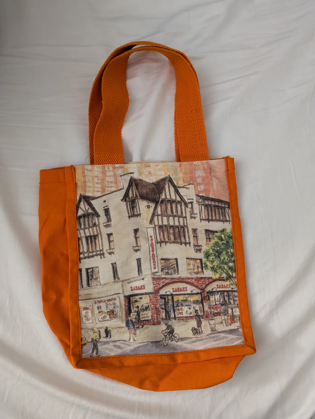 Zabar's NYC Orange Cotton Tote Bag Storefront Grocery Bag