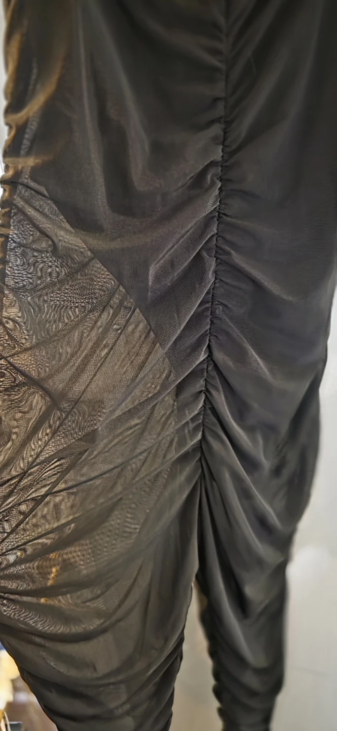 Black Ruched Mesh Jumpsuit - photo 4