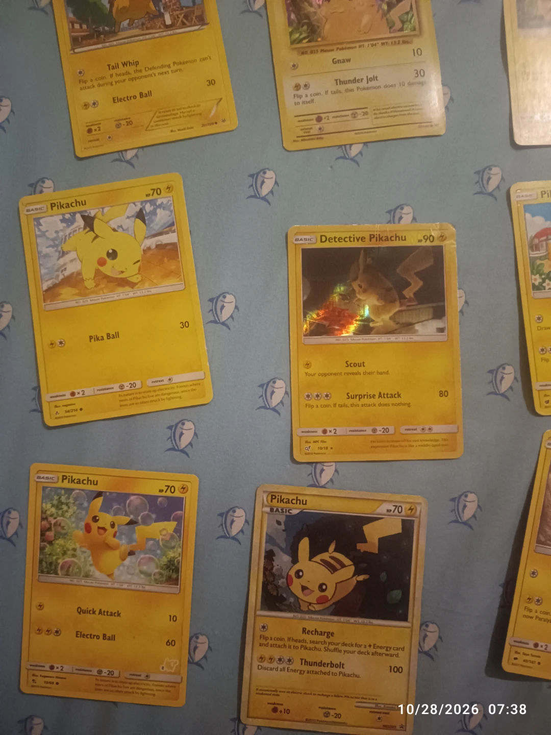 Assorted Pikachu Pokemon Cards