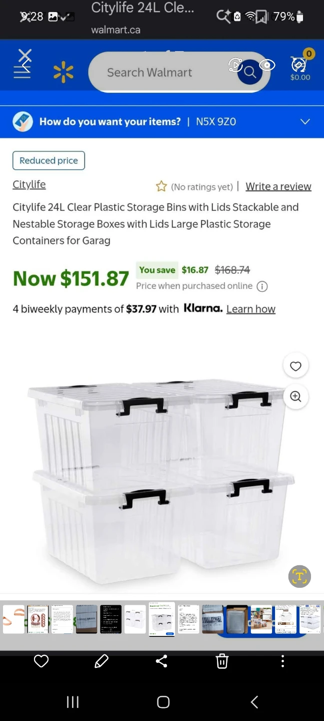 4-Pack Citylife 24L Clear Storage Bins with Latching Lids