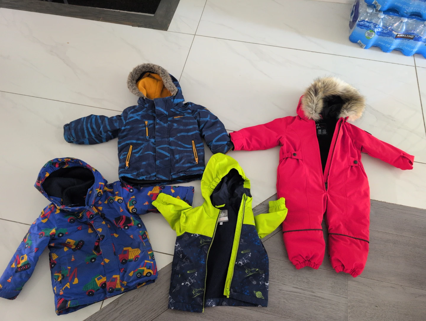 Set of 4 Children's Winter Jackets and Snowsuit and rain Jacket