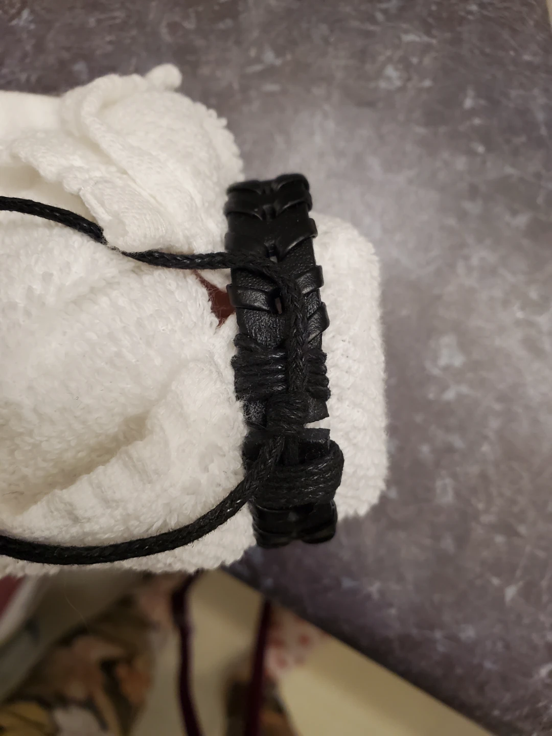 Braided black leather bracelet - photo 2