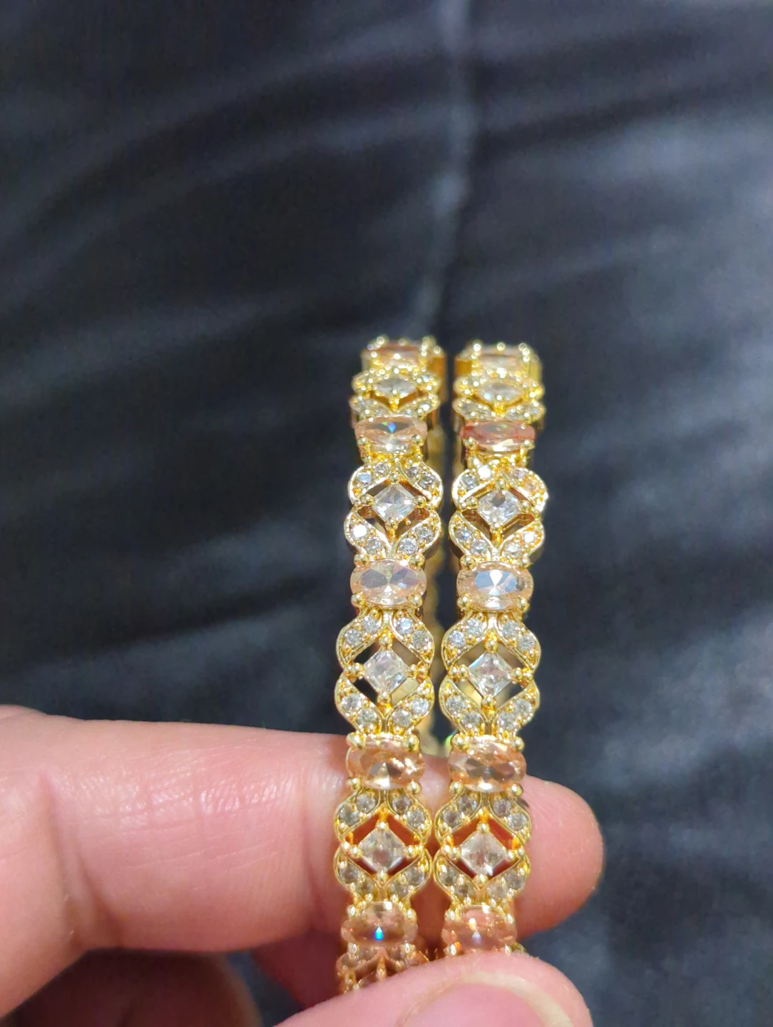 Gold-Tone Crystal Bangles in size2.5" - photo 2