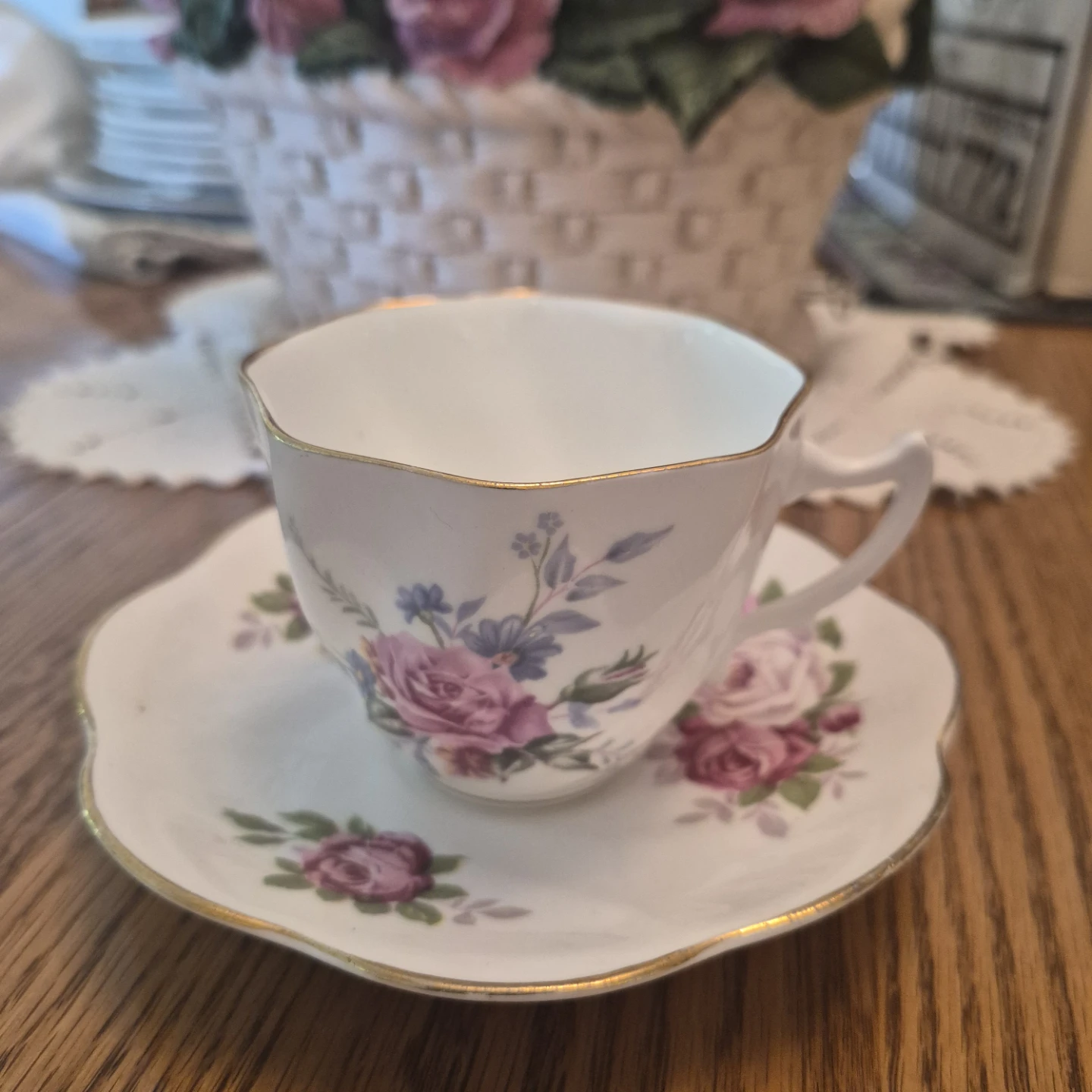 Vintage Bone China Floral Tea Cup and Saucer