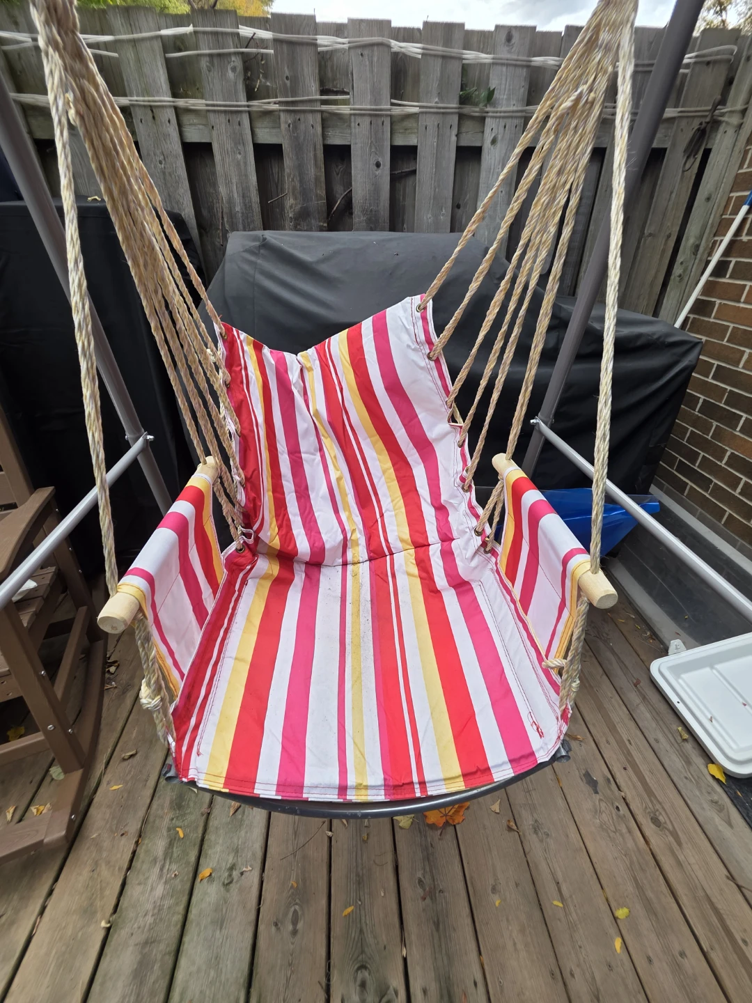 Striped Hanging Chair with Stand - photo 2