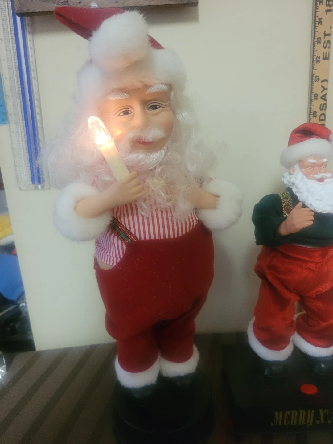 Three Vintage Animated Santa Christmas Figurines - photo 3
