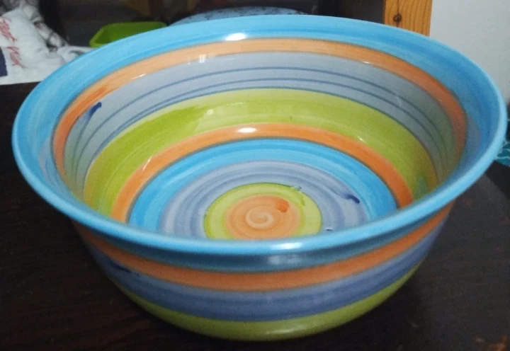 Multicoloured Striped Ceramic dinner soup  Bowl